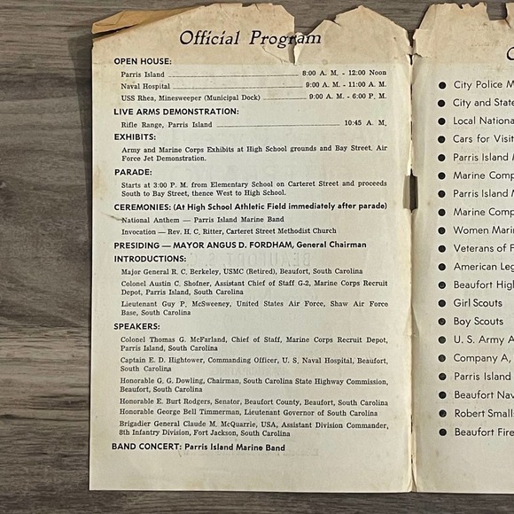 PROGRAM: ARMED FORCES DAY CELEBRATION - MAY 16, 1953 - BEAUFORT / SOUTH CAROLINA - Picture 7 of 8